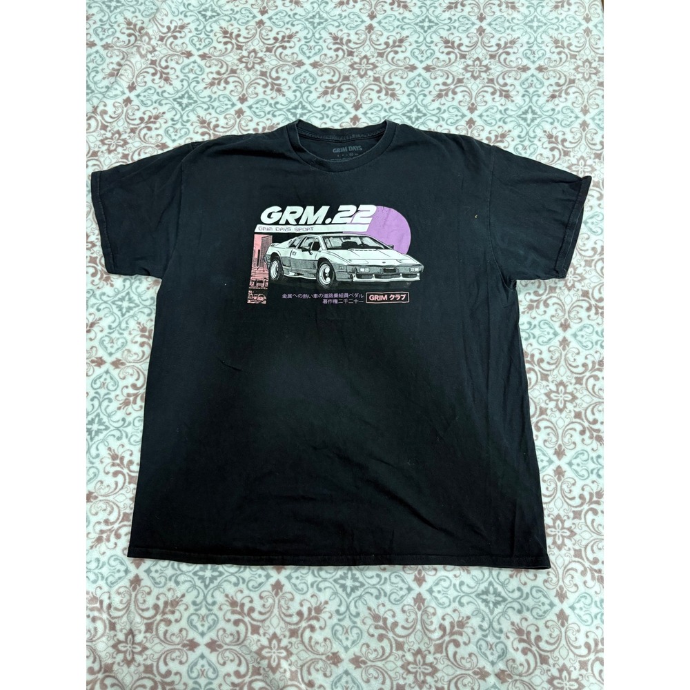 Grim Days Sport GRM.22 Mens Black Graphic T-Shirt Car Japanese Streetwear XL